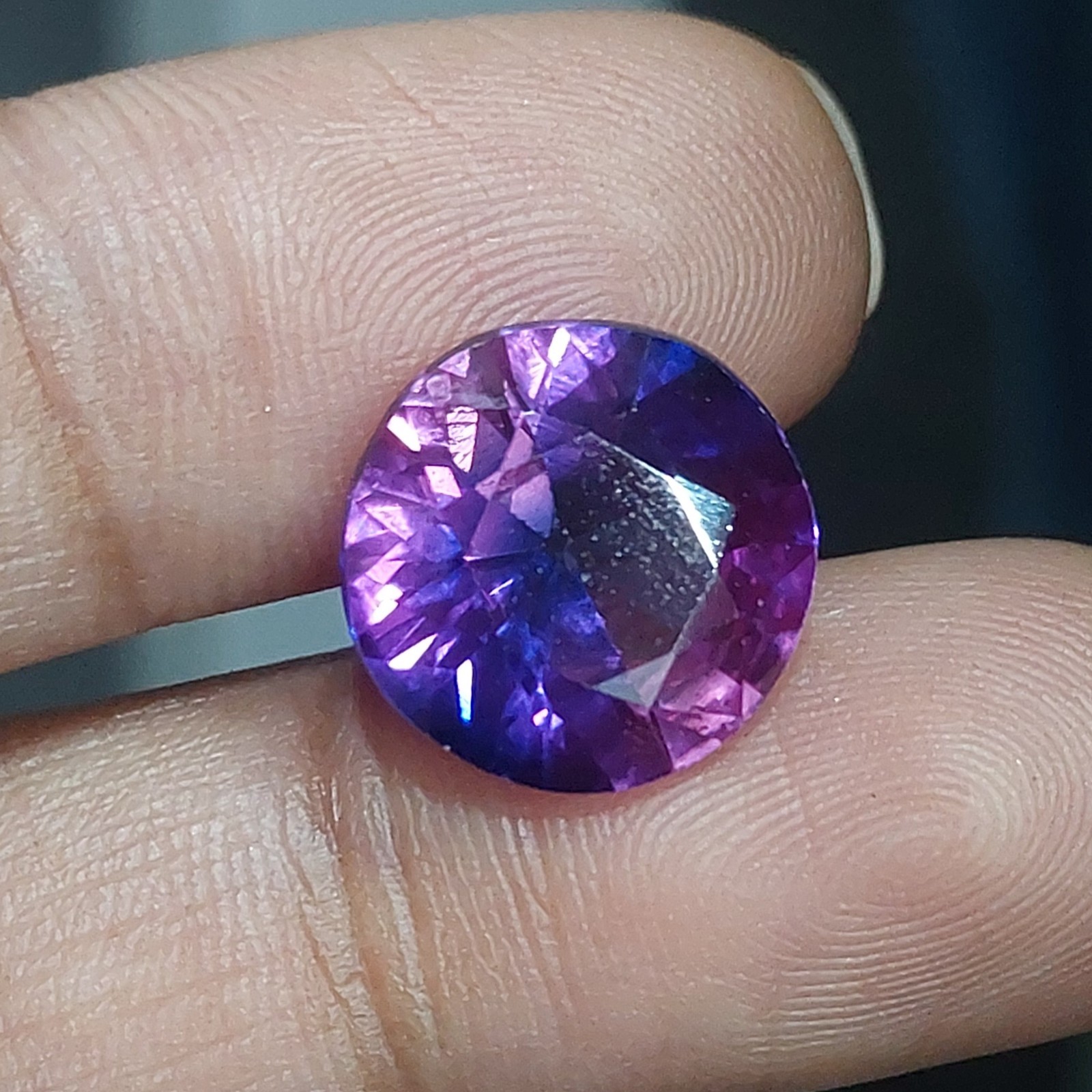 2 Lab Created Purple Blue Sapphire 9.40Ct each Round Cut Loose Gems 11x11mm Pair