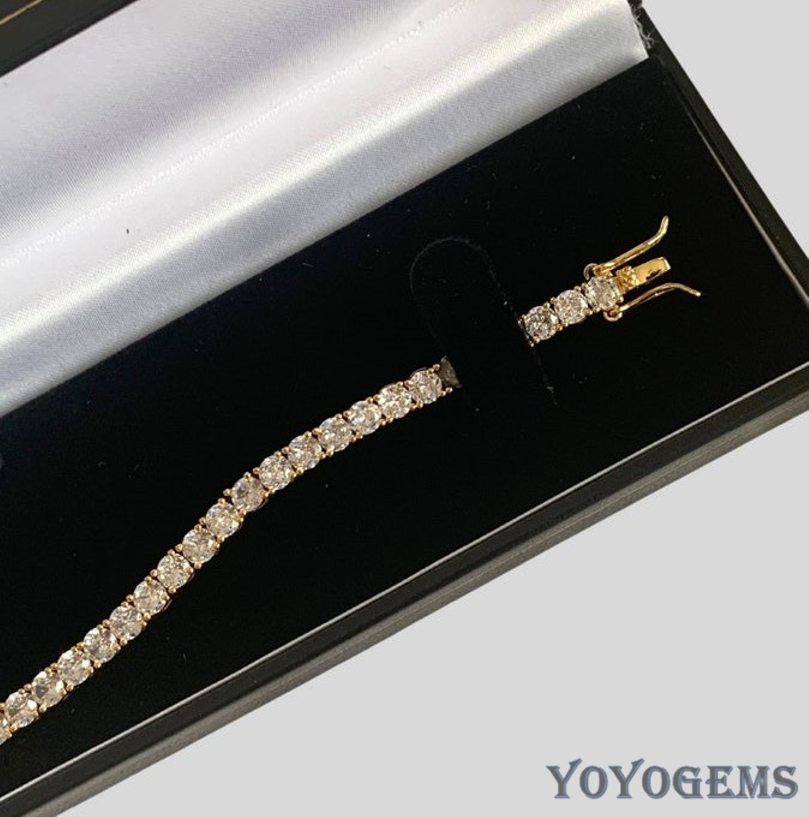 Solid 14K Yellow Gold 7′ Inch Long Tennis Wedding Bracelet D/VVS1 Round Cut 6 CT