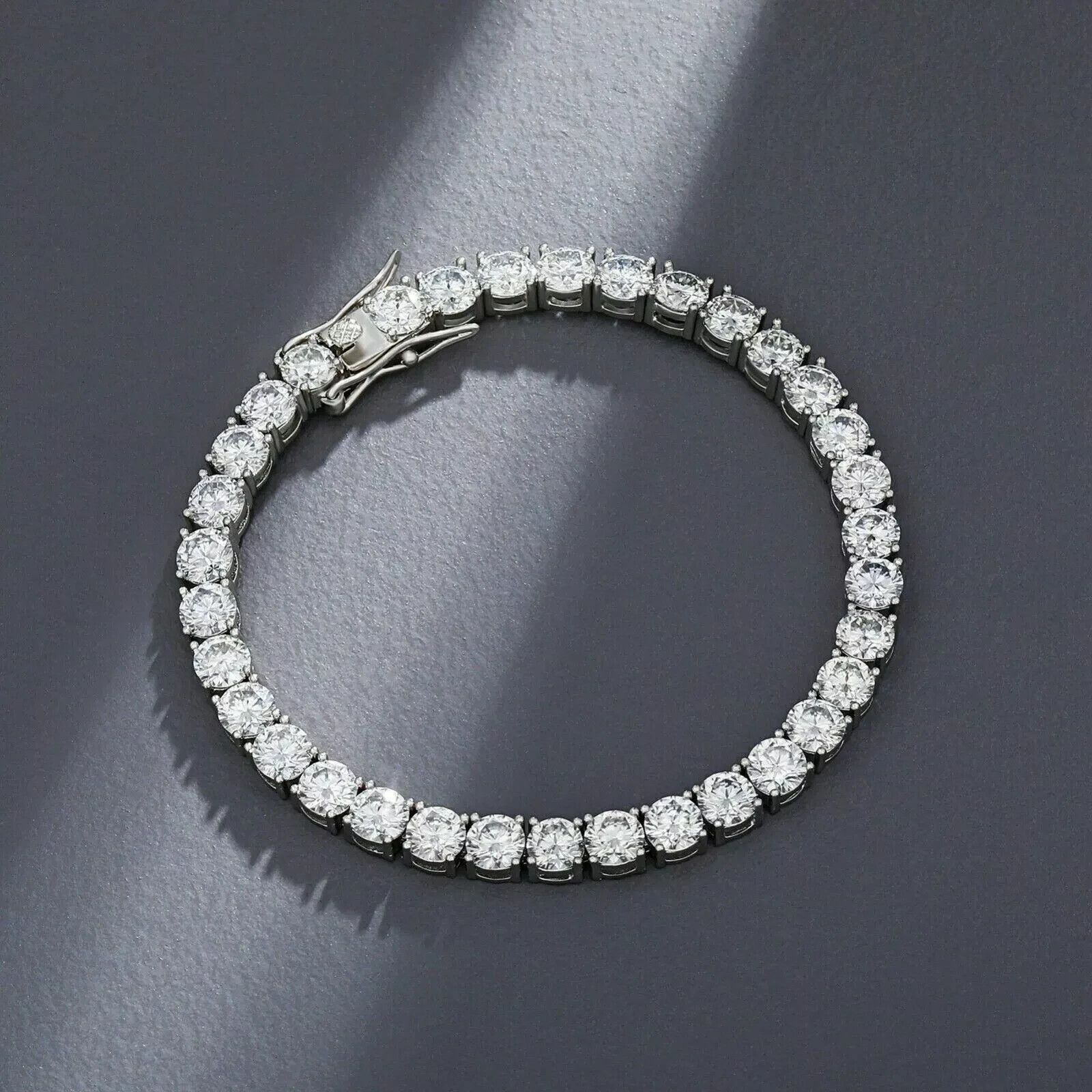 10 CT Round Cut Lab Created Diamond 14k White Gold Finish Tennis Bracelet 7 Inch