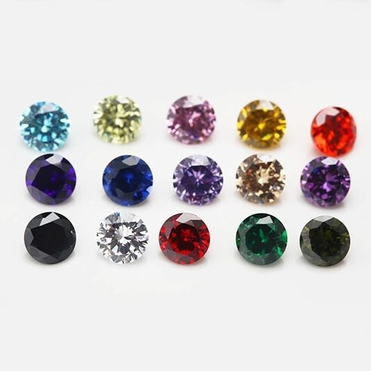 Round Cut 5A Cubic Zirconia Stone Mix 15 Colors Loose CZ Stones Synthetic Gems