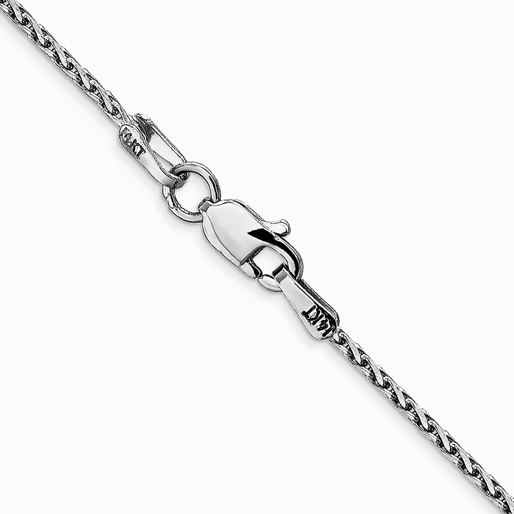 14K White Gold 1.4mm Diamond-Cut Parisian Wheat Chain Necklace 16″-30″