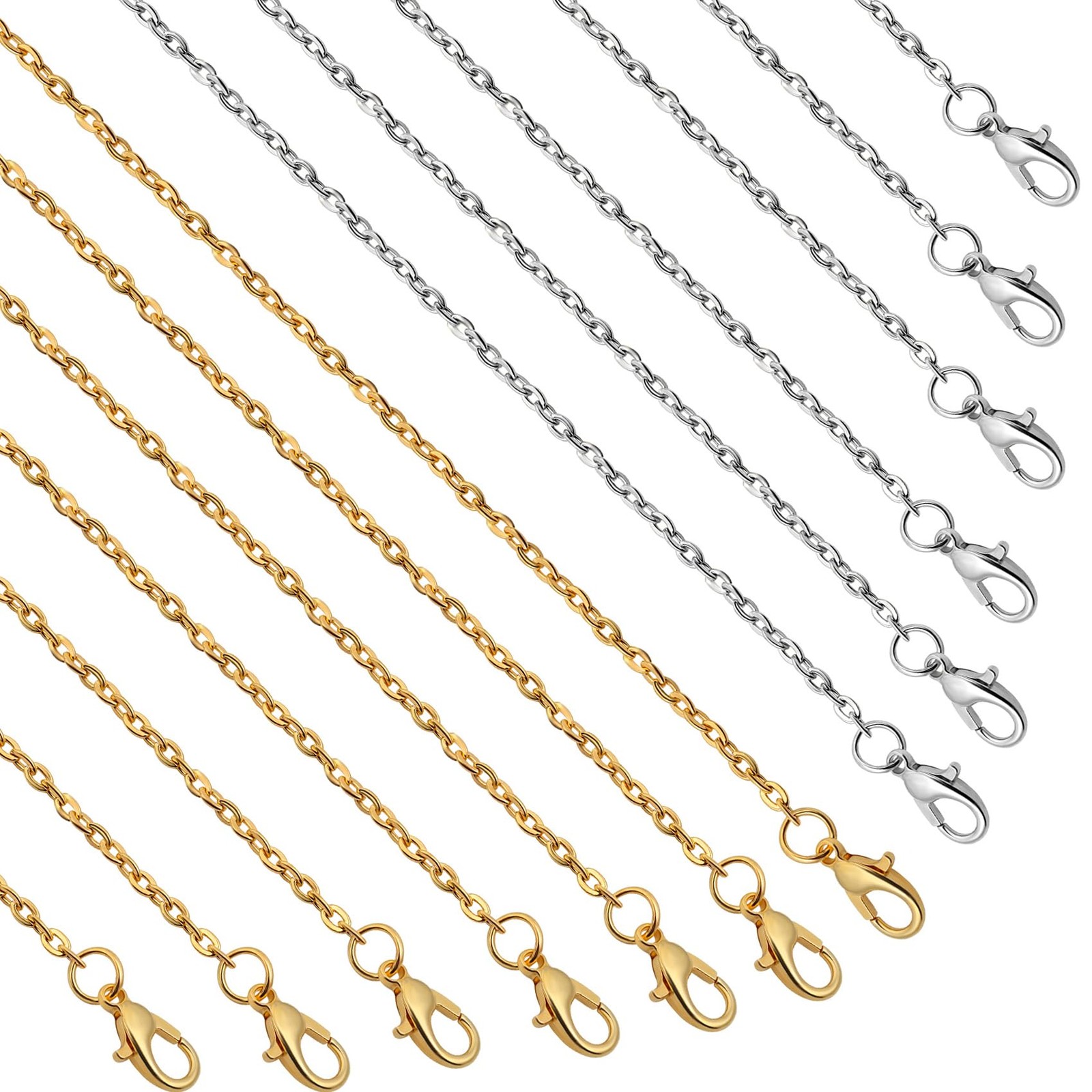 Lemonkey 24 Pack Necklace Chains Bulk,Gold and Silver Plated DIY C