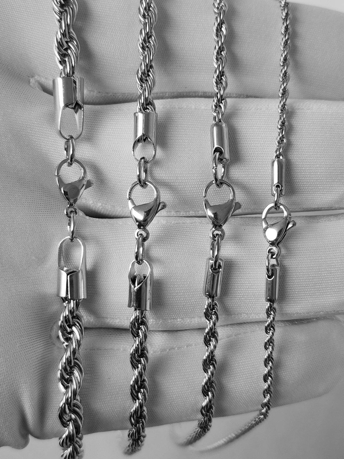 Stainless Steel Gold Plated Rope Chain 2,3,4,5mm Unisex, Hip Hop Jewelry 16-24″