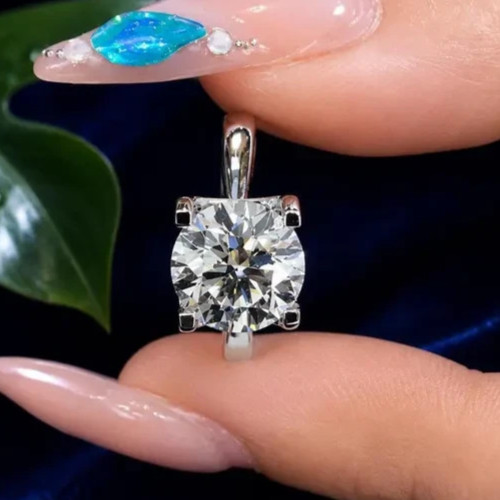 5Ct Round-Cut EF/VS1 Lab Grown Diamond Bezel Engagement Ring PT950 Platinum Gold