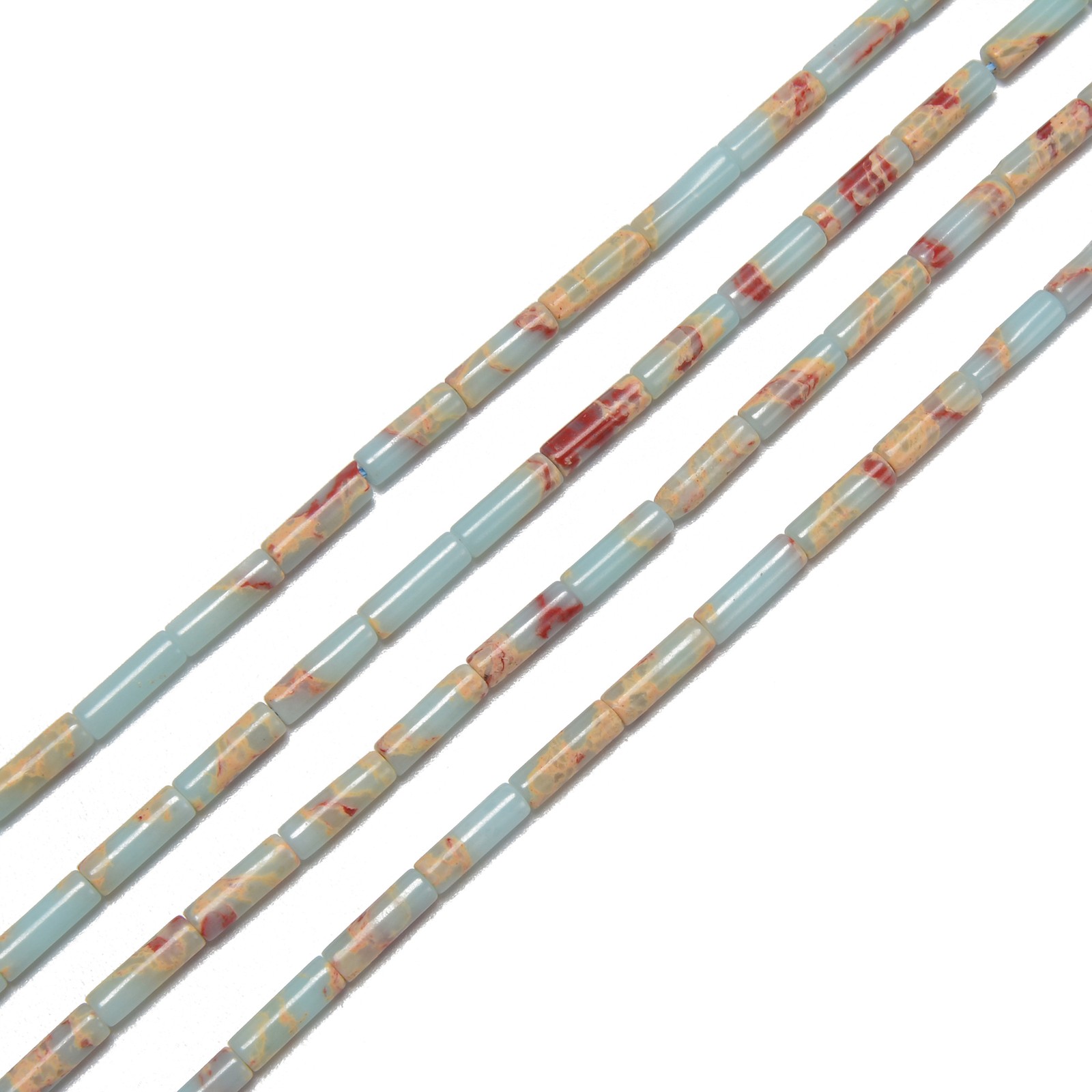Light Blue Aqua Terra Jasper Cylinder Tube Beads Size 4x13mm 15.5” Strand