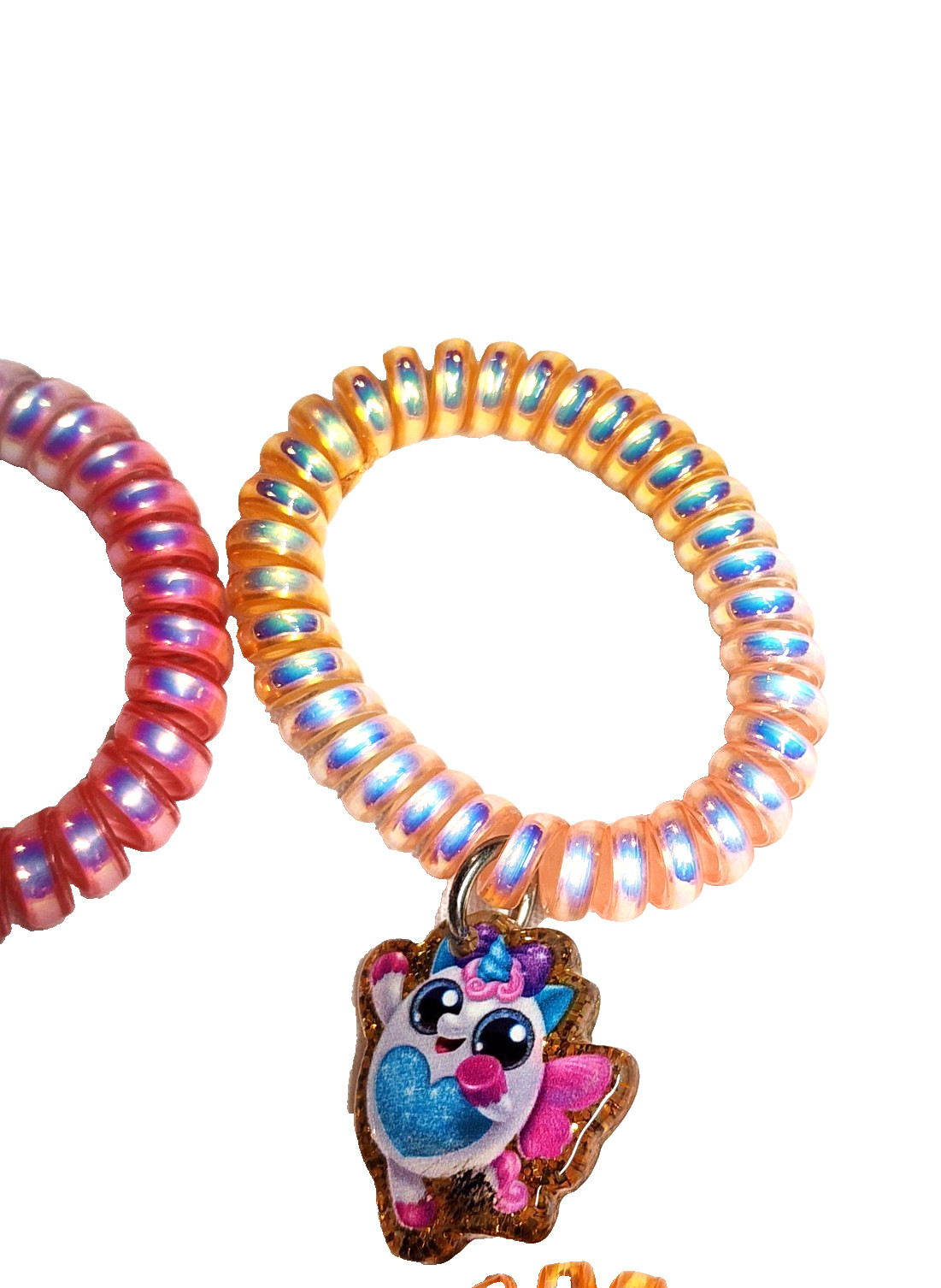Rainbocorn Multicolor Elastic Stretch Coil Cord Charm Bracelets Lot 7 Unicorn