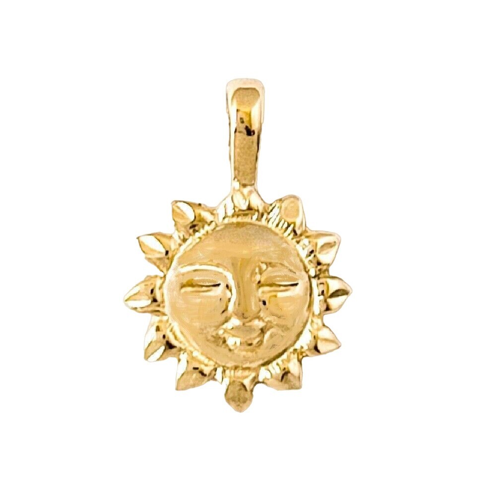 Small 14k Yellow Gold SUN Pendant / Charm, Made in USA