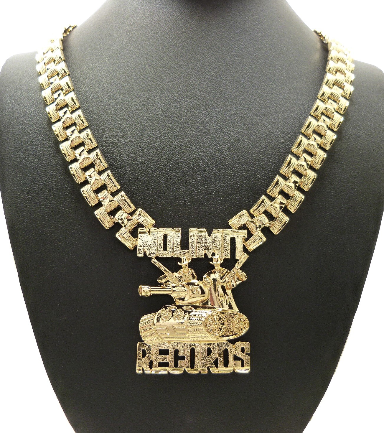 Men’s No Limit Records Tank Pendant & 13mm 20″ Tank Chain Hip Hop Iced Necklace