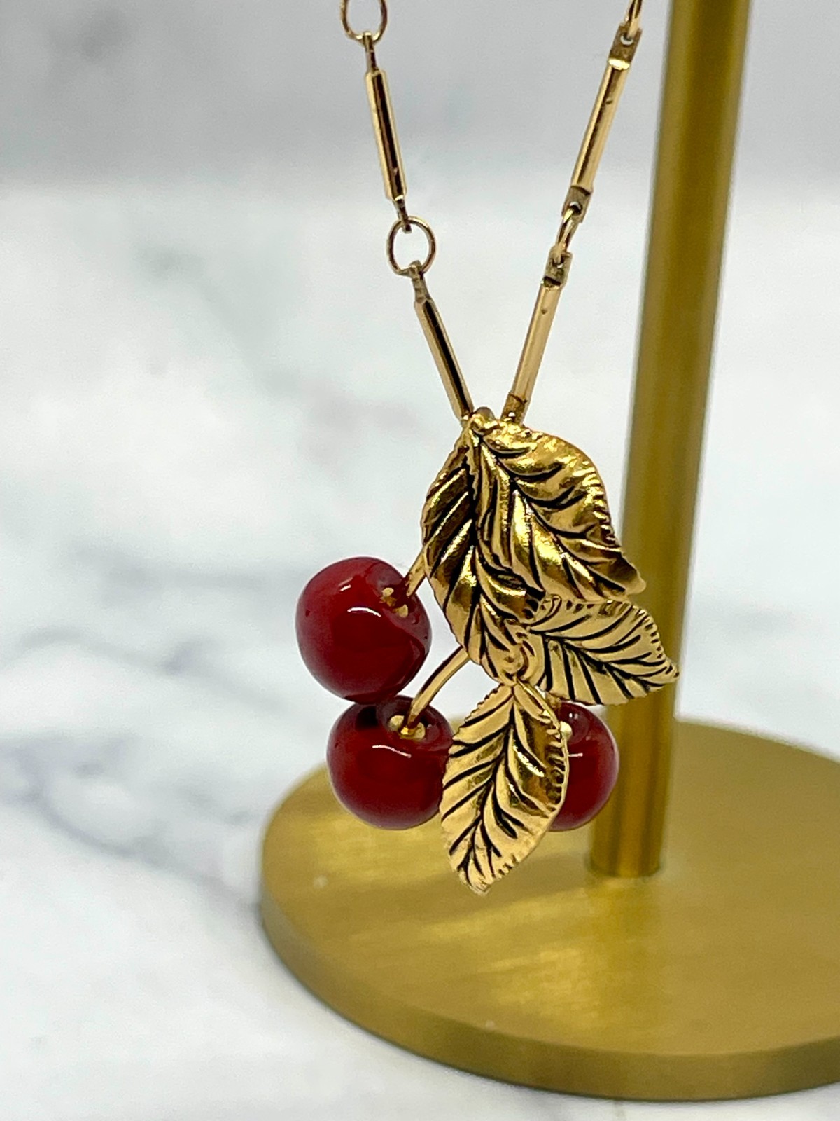 YSL YVES SAINT LAURENT Cherry Pendant Necklace – Pre owned / MF6225