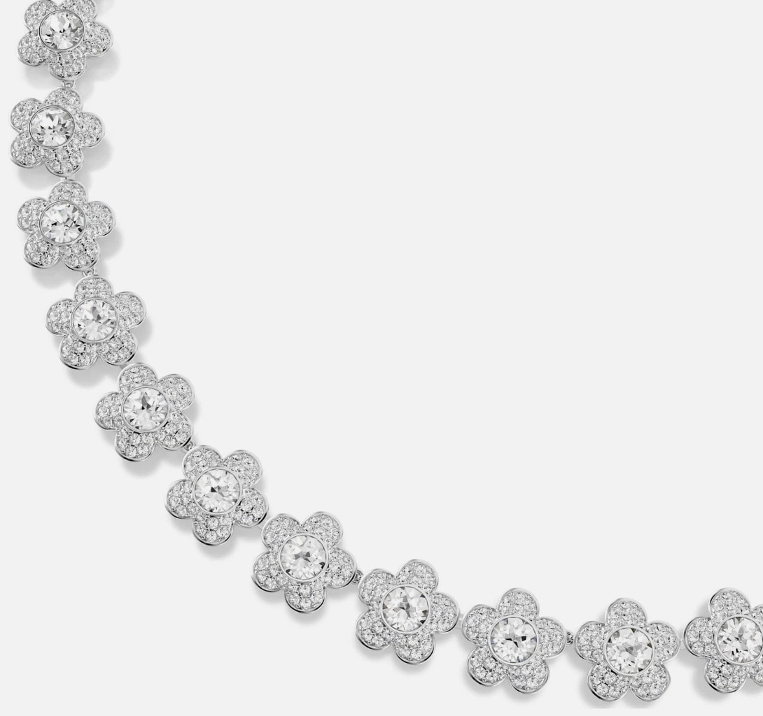 Swarovski Ariana Grande x Swarovski Necklace, Round Cut, Flower, White, Rhodium
