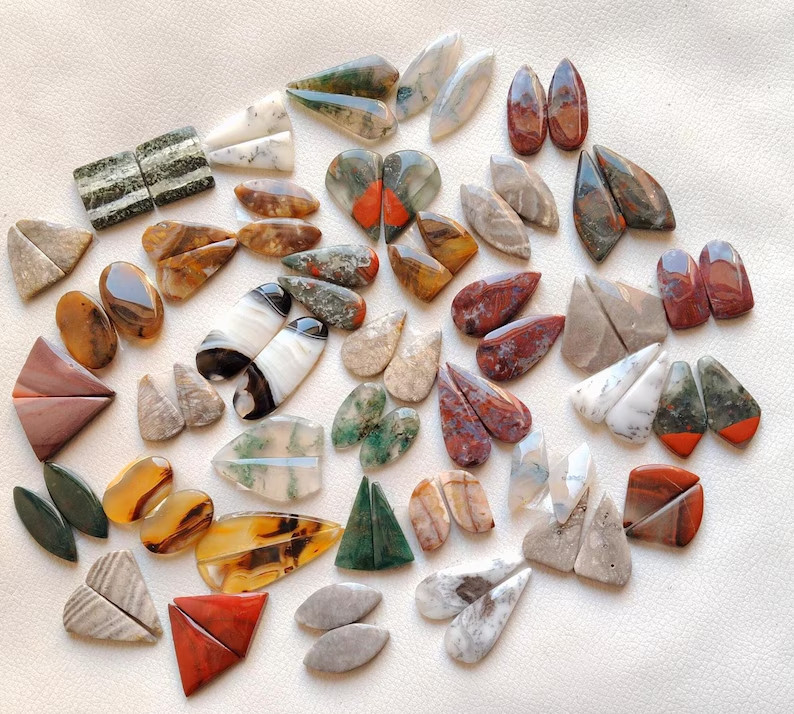 Natural Mix Gemstone Matched Pair Cabochon Mix Loose Gemstone Wholesale Lot