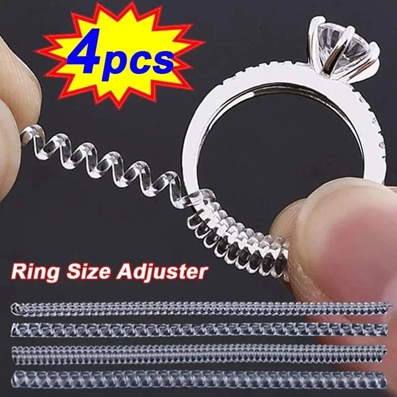 4PCS Clear Ring Size Adjuster Invisible Ring Sizer Guard for Loose Rings