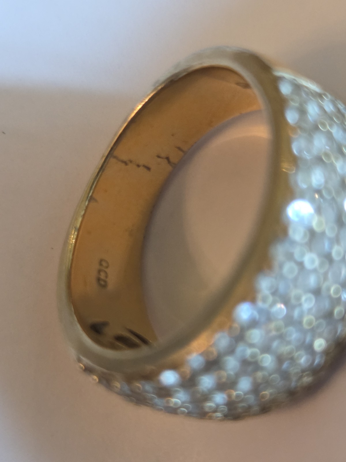 Swarovski Crystal Pave Ring – 925 Yellow Gold Over Silver- Size 6