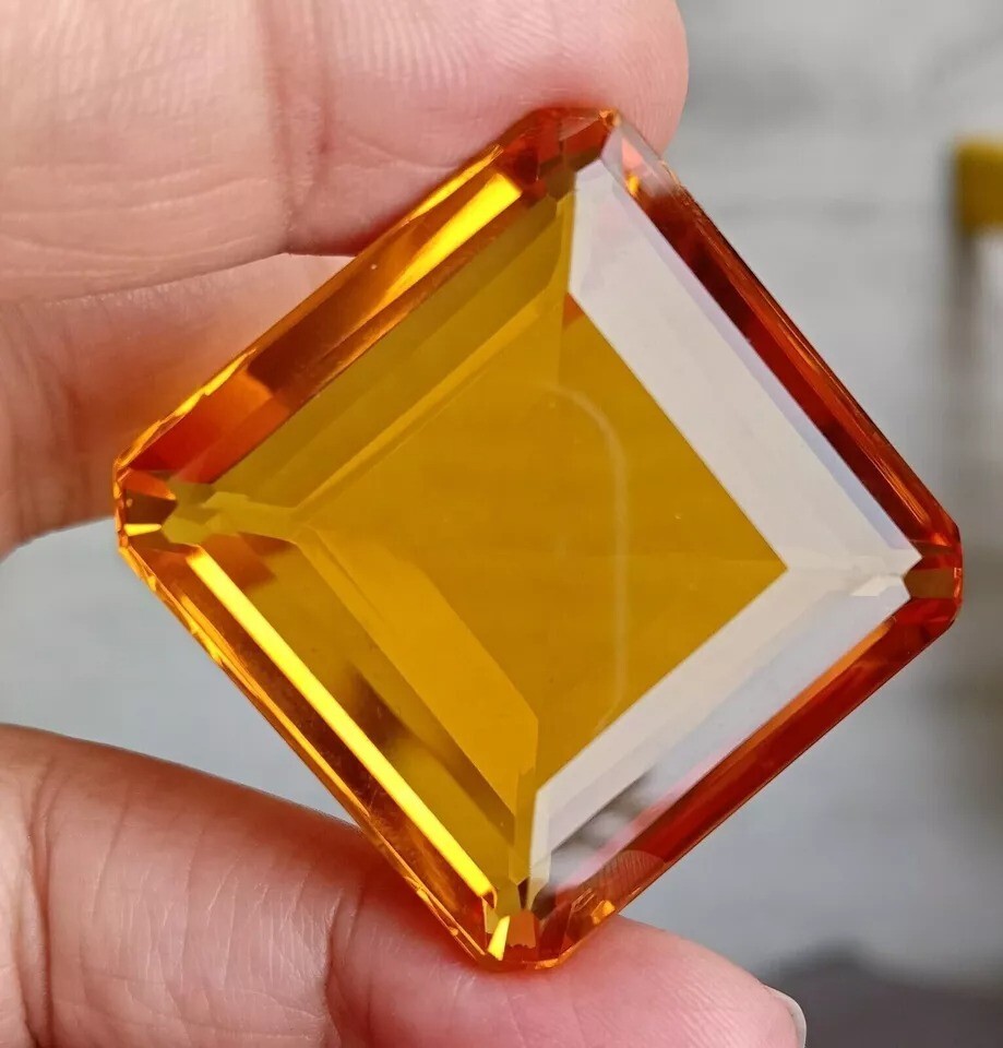 SHINNY Tourmaline 126-128Ct Amazing Orange Square Shape Certified Gemstone