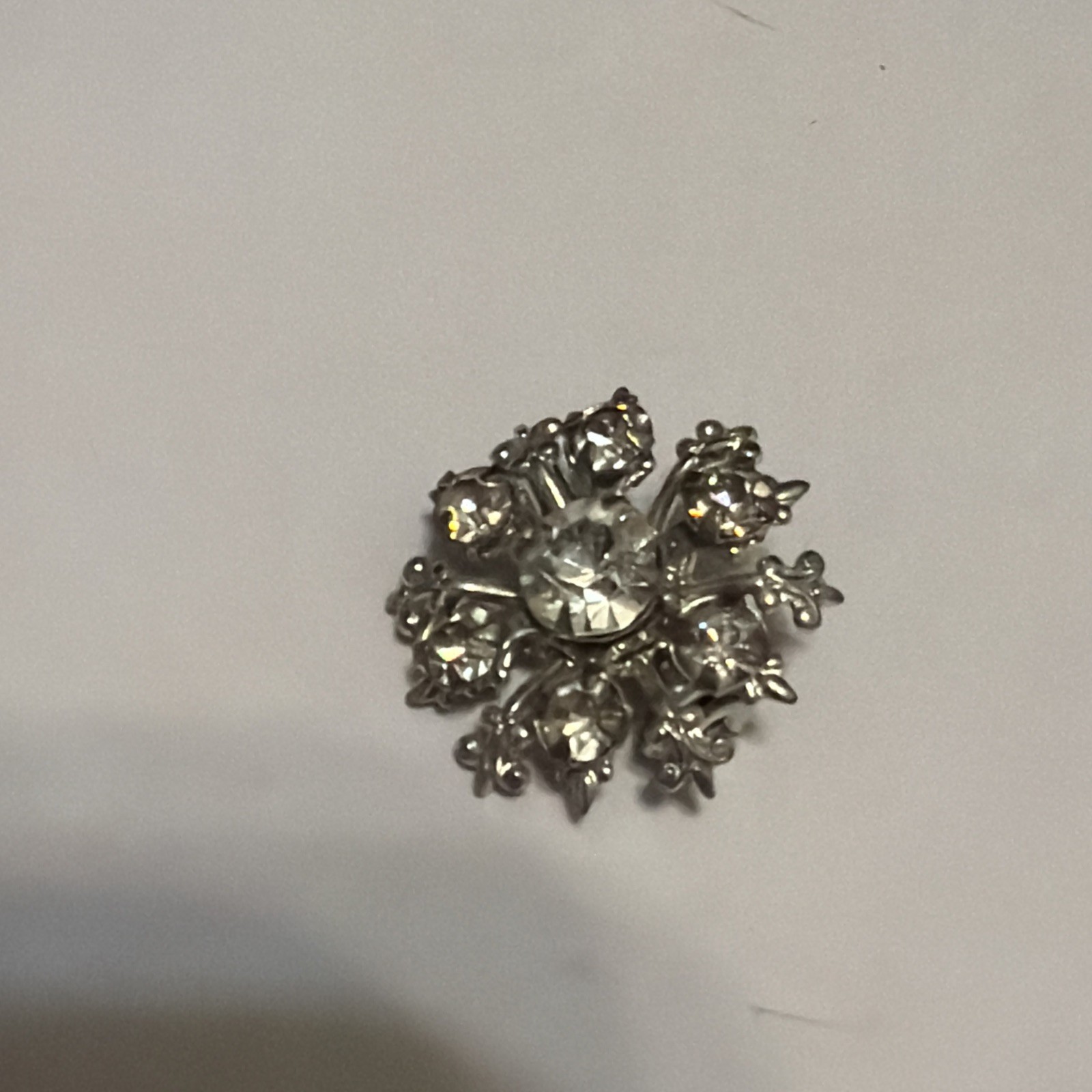 Mid-Century Unsigned Rhinestone Rosette Pin