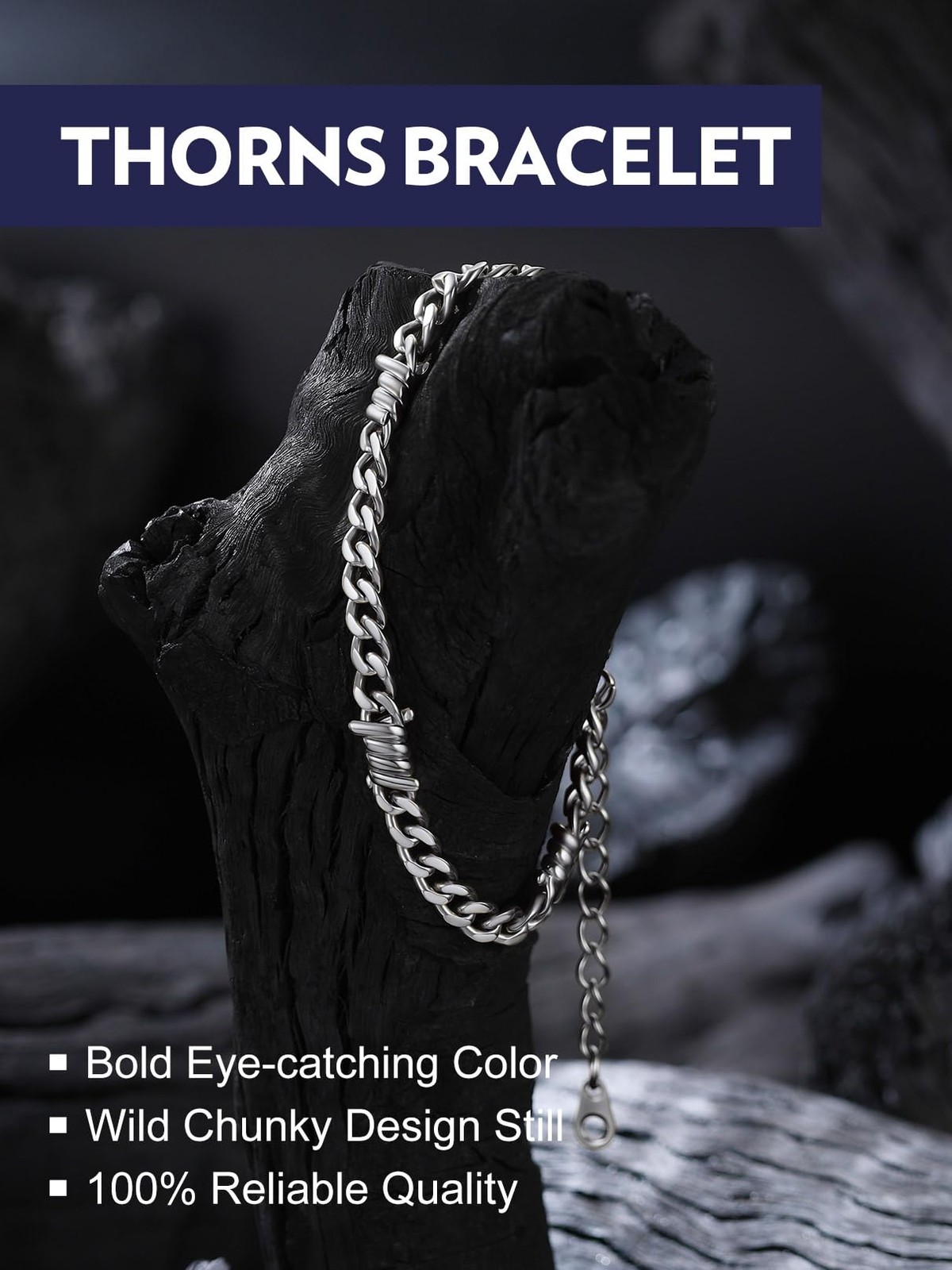 Bandmax Stainless Steel Chain Bracelet for Women Men 5MM Slim Barbed Wire Lin…