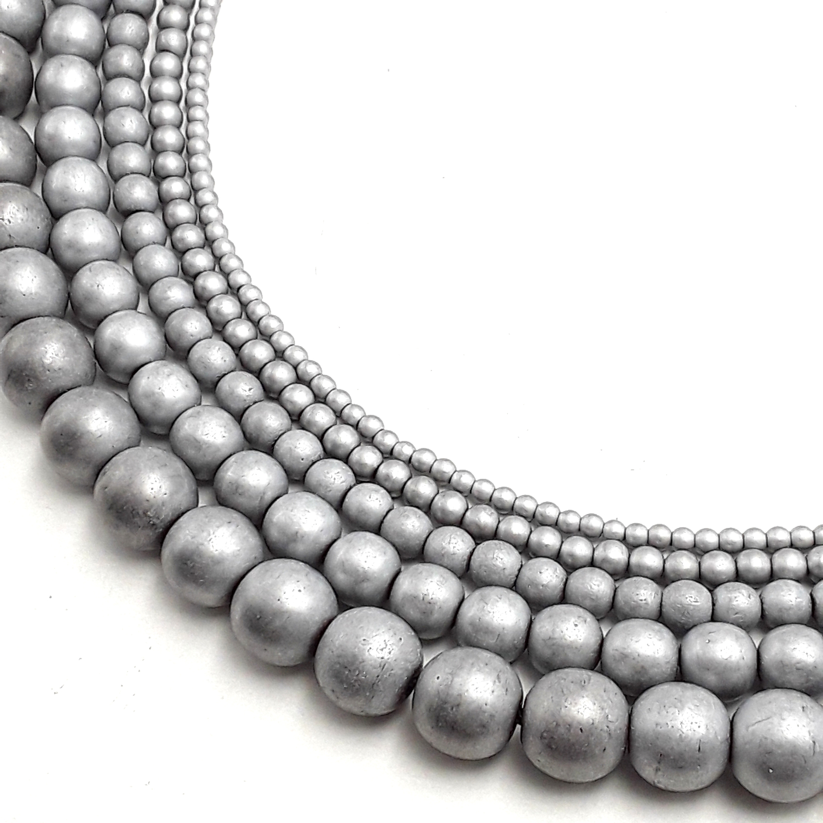 Silver Hematite Matte Round Beads 2mm 3mm 4mm 6mm 8mm 10mm 12mm 15.5″ Strand