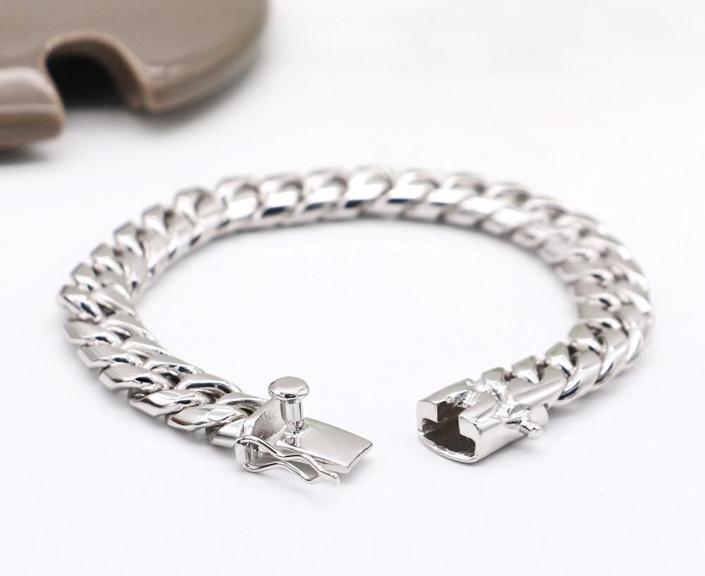 Solid 925 Sterling Silver Men’s Miami Cuban Link Chain Bracelet 10mm ALL SIZE