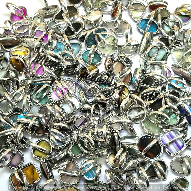 Lovely Garnet & Mix Gemstone Rings 925 Sterling Silver Plated Bulk Jewellery Lot