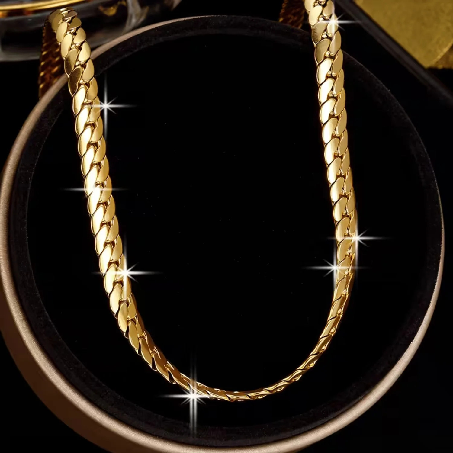 Trendy Hip-Hop Cuban Chain Necklace for Men and Women, Stainless Steel, Fade-Res