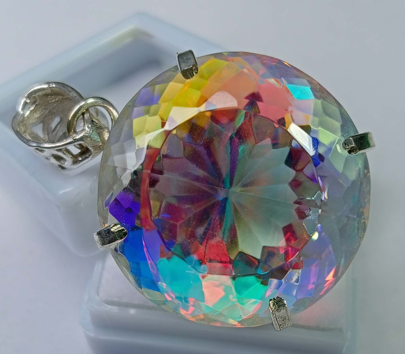 86.20 Ct Mystic Topaz Round Cut Pendant Natural Loose Gemstone Locket Certified