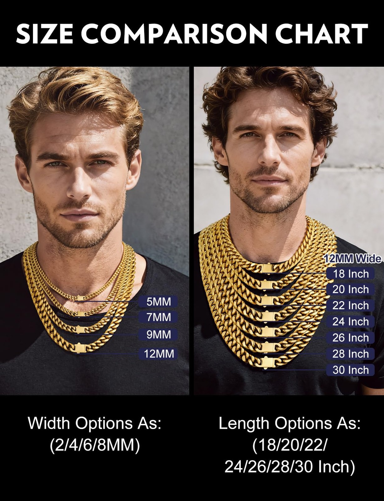 Men’s Premium Solid Stainless Steel Miami Cuban Link Chain Necklace