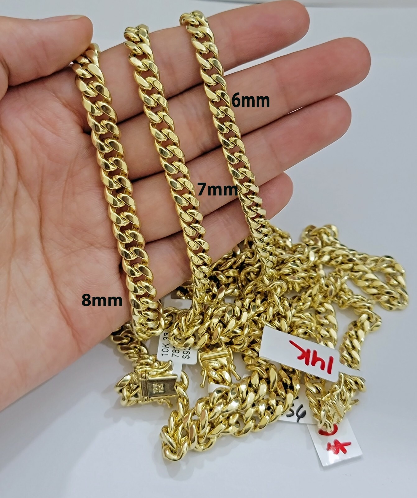 14k Yellow Gold chain Miami Cuban Link Necklace 6mm-9mm 18″-30″ Real Gold Sale