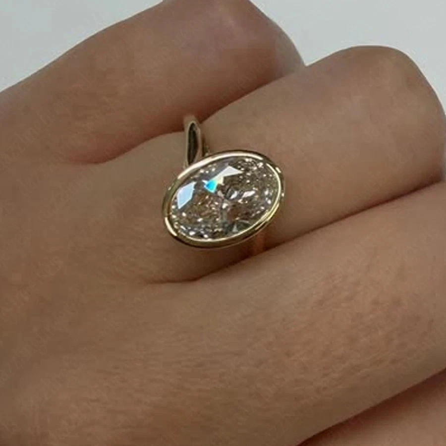 5.20Ct Oval Cut Lab Grown Diamond Hidden Halo Wedding Ring IGI 14K Yellow Gold
