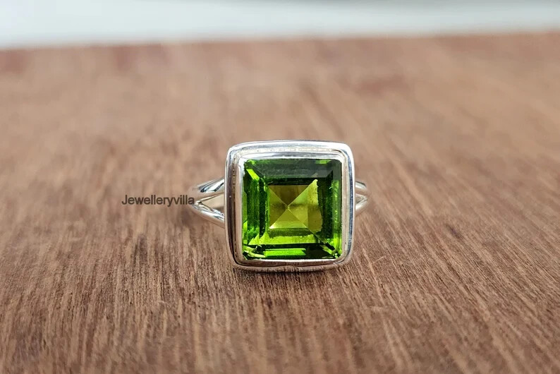 Peridot Ring 925 Sterling Silver Band& Statement Ring Handmade Ring All Size