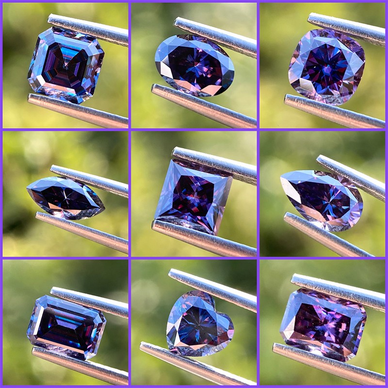 Royal Purple Multi-Shape Sparkling Moissanite Loose 0.5-3ct GRA Factory Directly