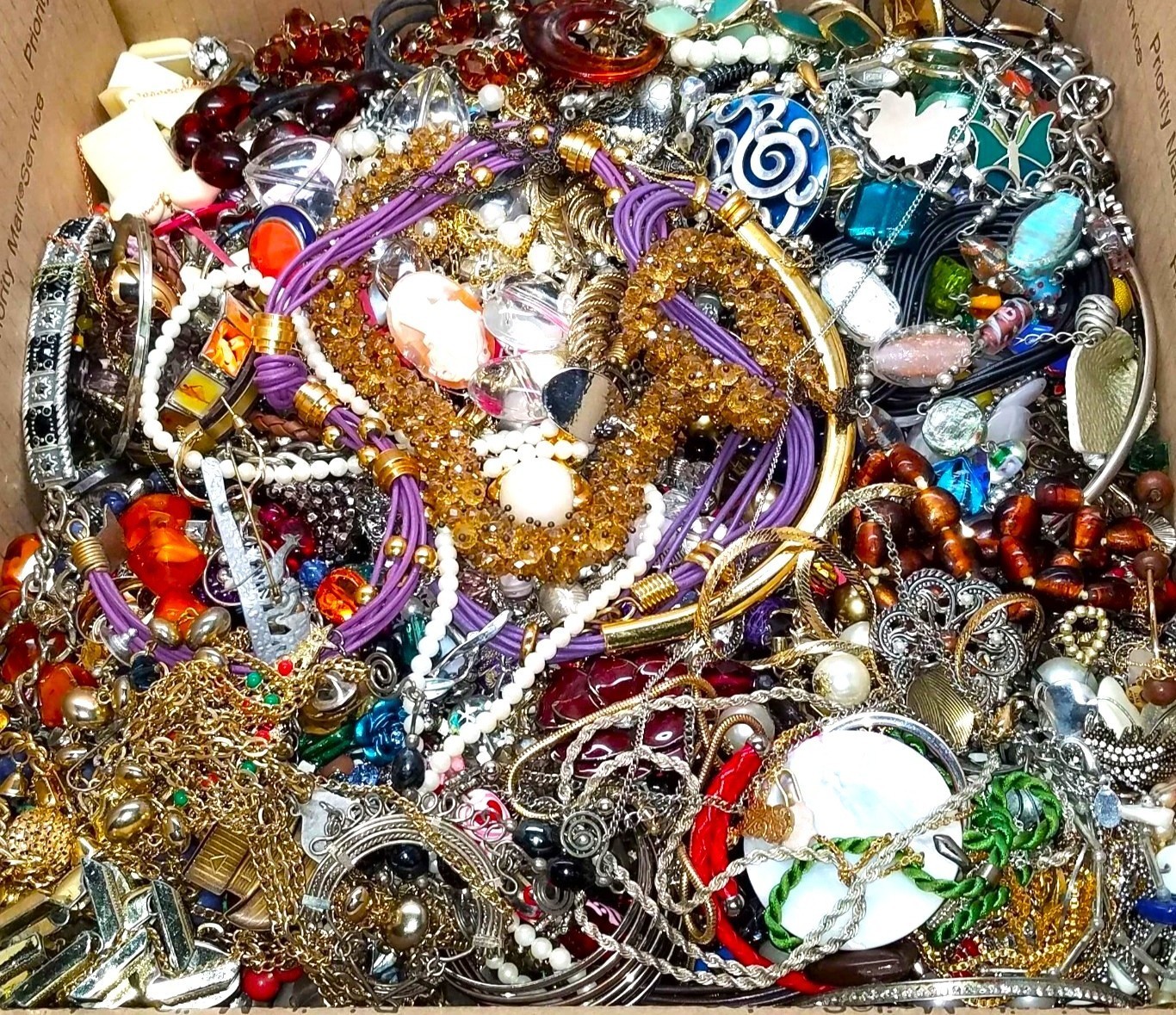 Over 3 Lbs Unsearched Jewelry Lot Vintage & Modern Junk & Resell Tangled FUN