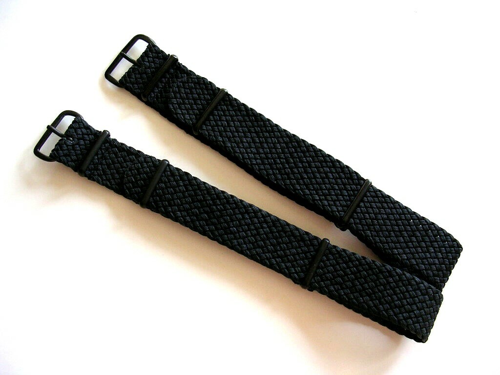 20mm Braided woven NATO g10 ® PVD Black Nylon watchband strap RAF Bond IW SUISSE