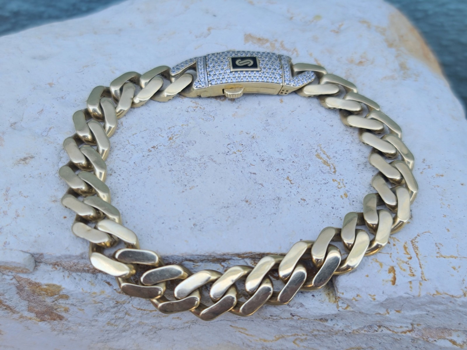 14k Solid Yellow Gold Miami Cuban Bracelet size 8″ Signed Monaco Classic 15.6gr