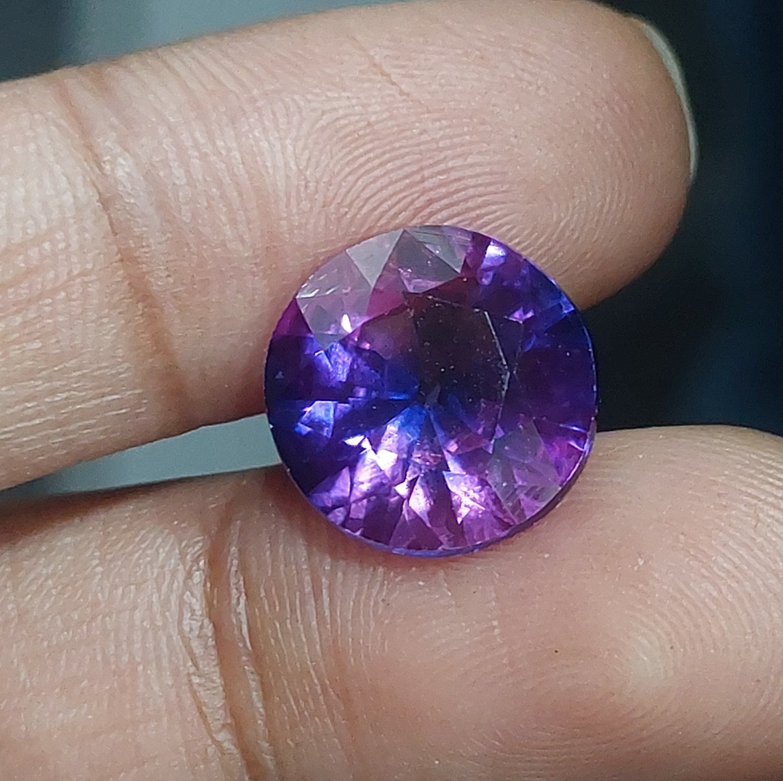 2 Lab Created Purple Blue Sapphire 9.40Ct each Round Cut Loose Gems 11x11mm Pair