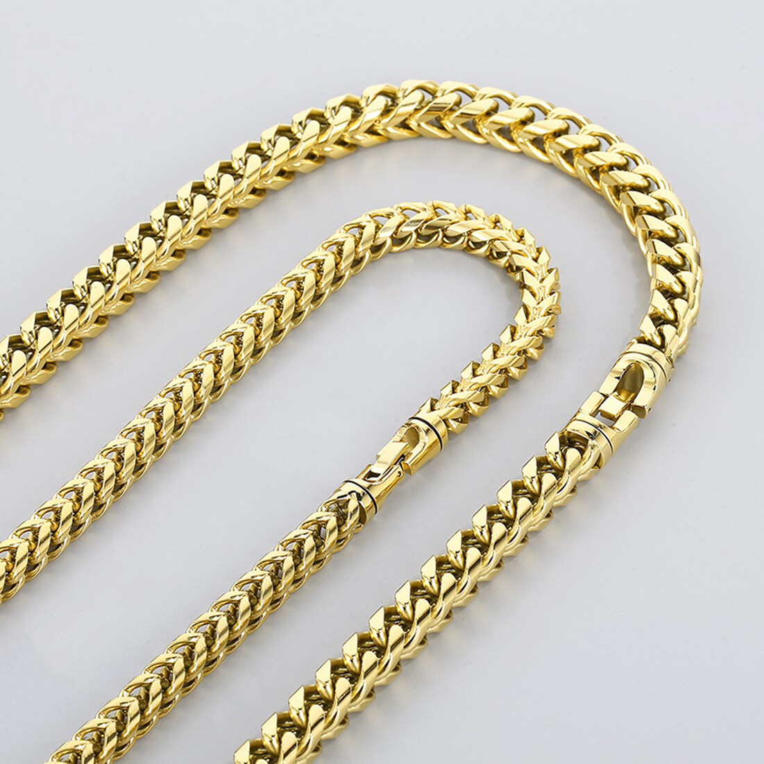 8mm/10mm Men Women 316L Stainless Steel Wheat Chain Necklace 5 Colors