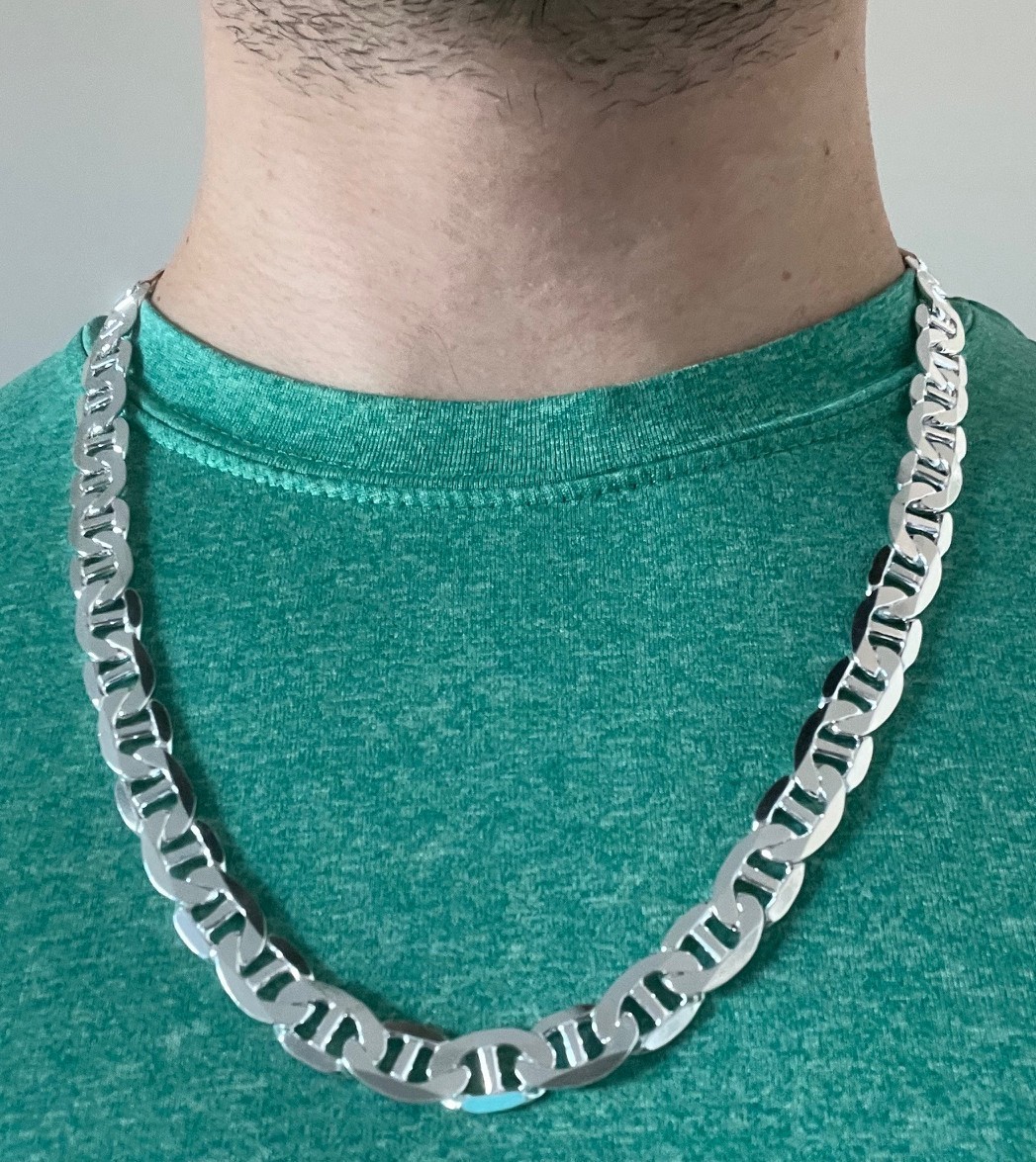 Real Solid 925 Sterling Silver Mens Mariner Chain Link Bracelet or Necklace