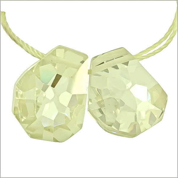 4 Cubic Zirconia Hand Cut Freeform Nugget Beads ap. 10mm Very Light Yellow 96020