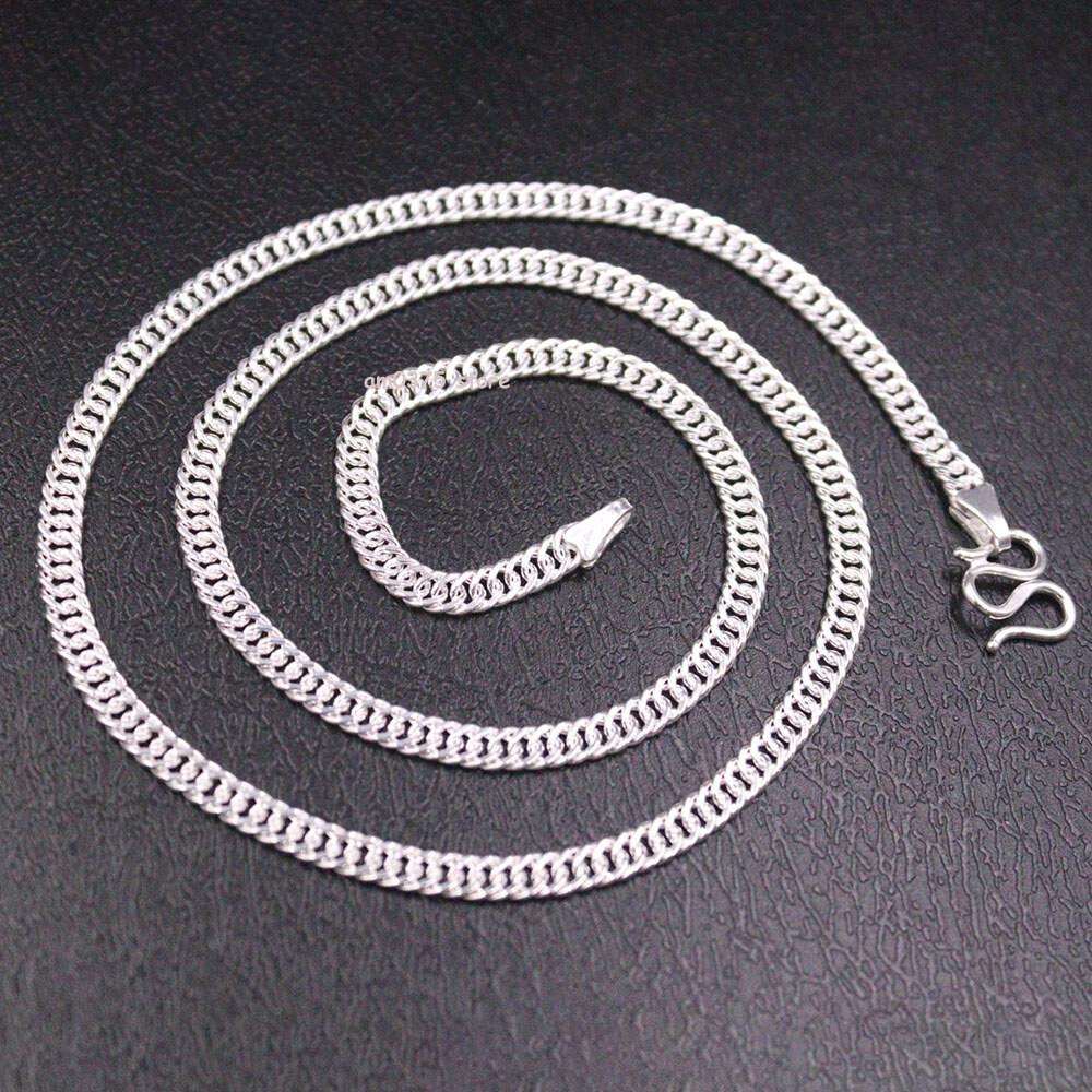 Pure 999 Fine Silver Necklace For Men Women 3.5mm Curb Link Chain 18inch /10g