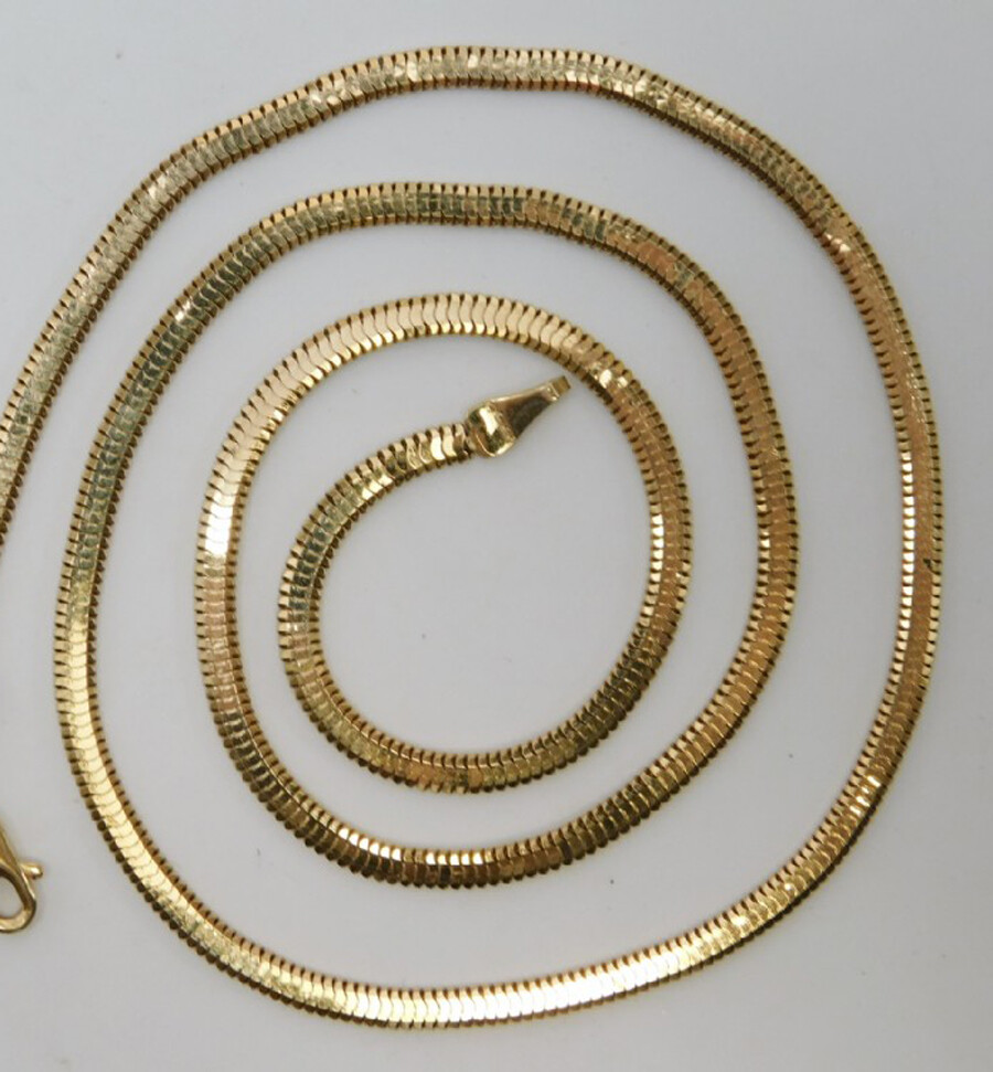 18K Yellow Gold Filled HypoAllergenic 2/3/4mm/5mm Herringbone Chain Necklace B14