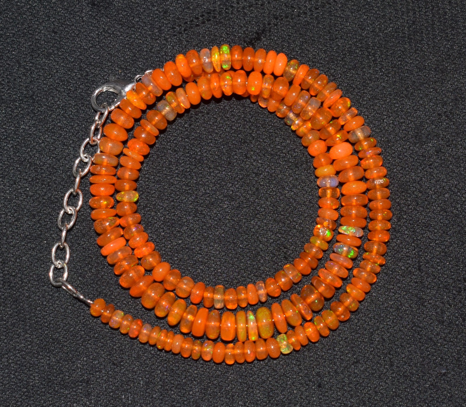 16”Natural Ethiopian Opal Wello Fire Opal Gemstone Beads Necklace AF0403