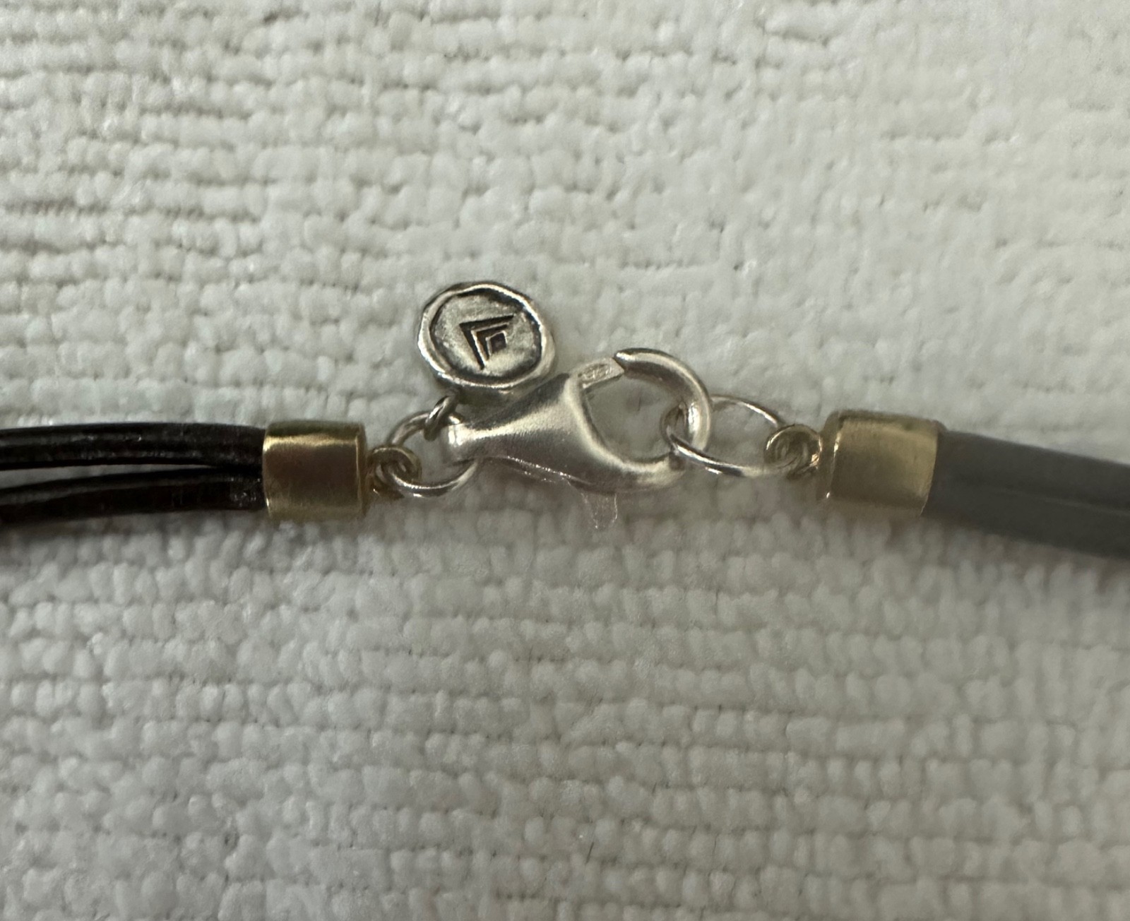 SILPADA Cluster BEADS Gold SILVER Brown LEATHER Cord .925 Sterling Necklace
