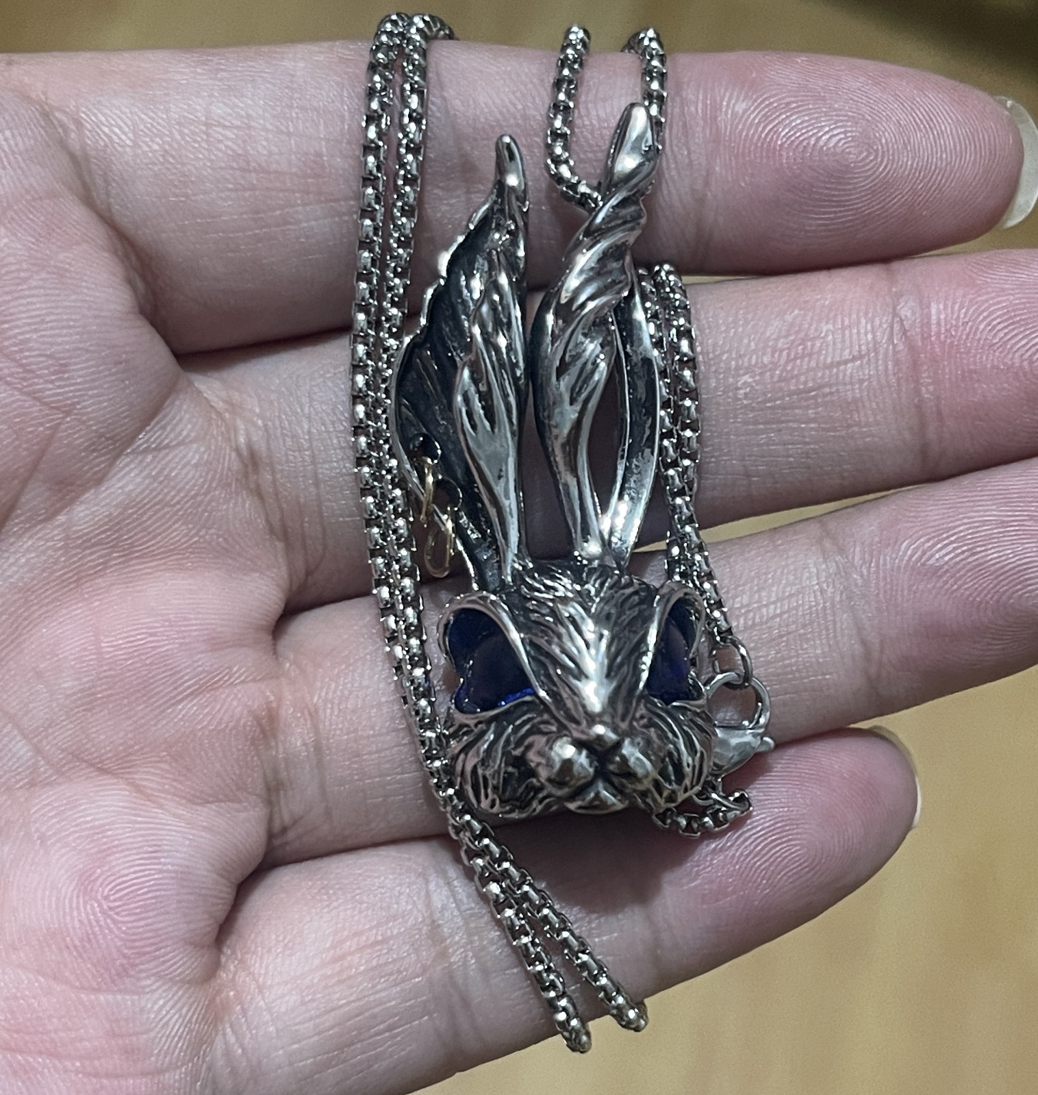 Gothic Punk Rock Wicca Witch Vintage Rabbit Necklace – Blue Eyes Gift