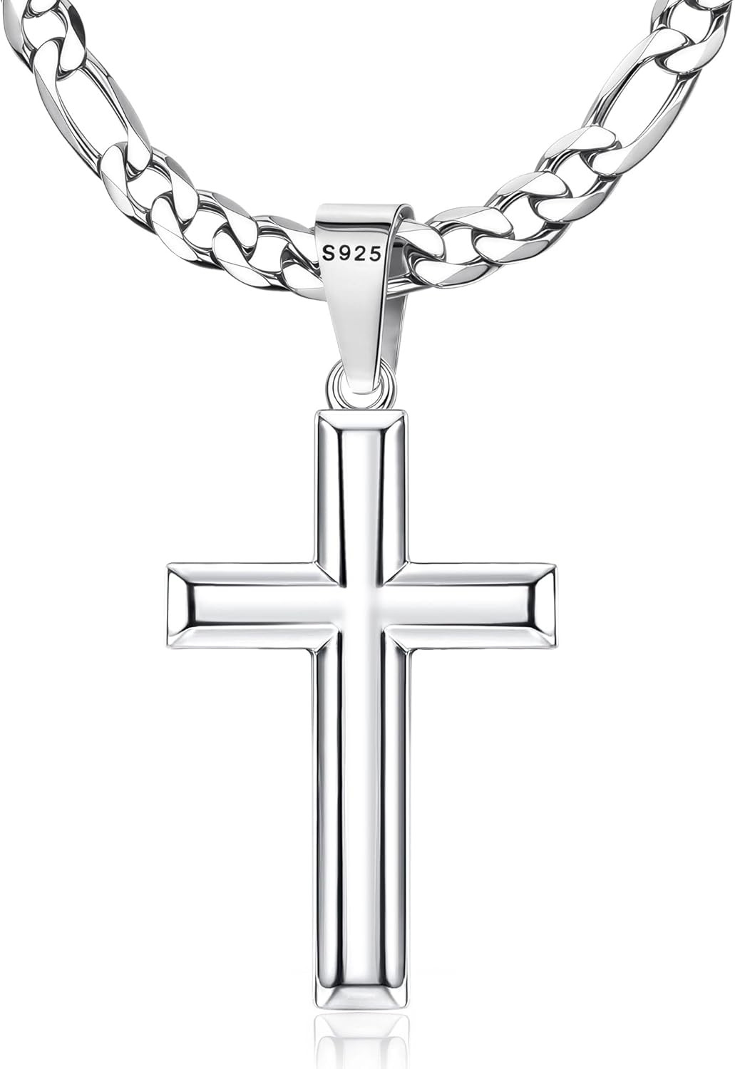 925 Sterling Silver Cross Necklace for Men Women – 5Mm Durable 316L Stainless St