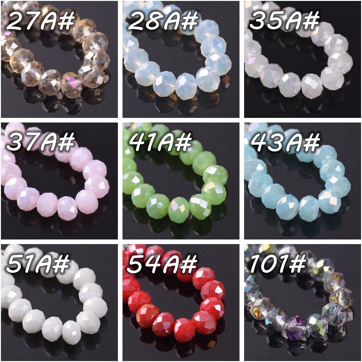 3mm 4mm 6mm 8mm 10mm 12mm Roundelle Faceted Plated Crystal Glass Loose Beads