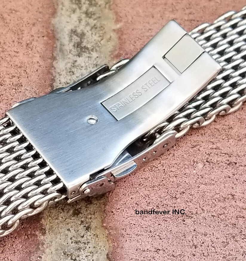 CLEARANCE 20mm ALL Brushed Shark Stainless Steel Mesh Watch Band W/ Solid Buckle