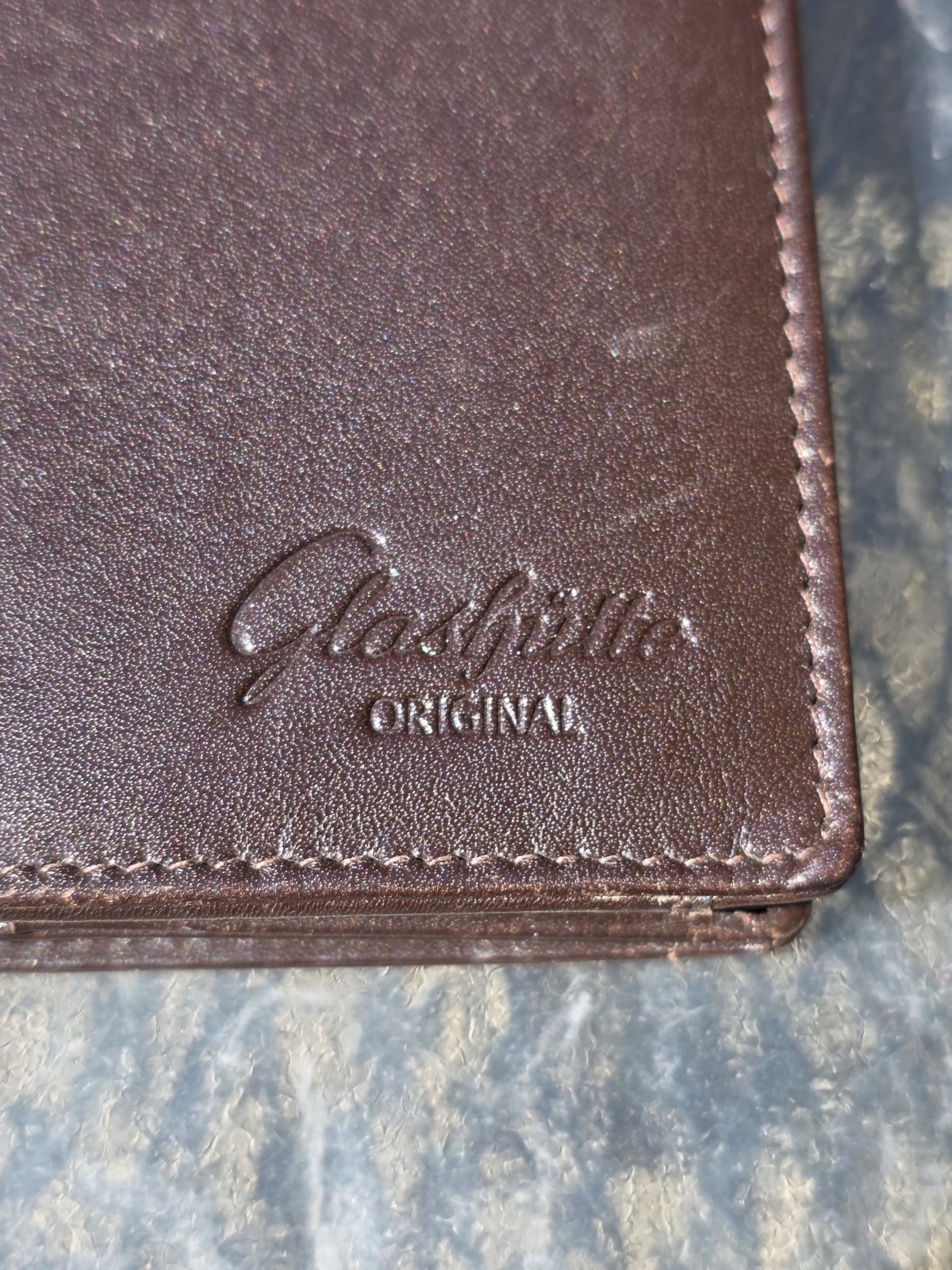 Rare Vtg GENUINE GLASHUTTE Brown Wallet Leather Free S&H in USA