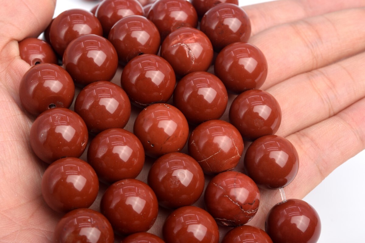 15MM Genuine Natural Red Jasper Beads Grade AA Gemstone Round Loose Beads