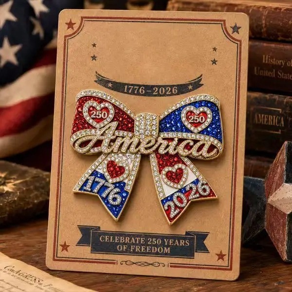 US 250th Anniversary Brooch Pin, Patriotic Bald Eagle Rhinestone Lapel Pin Jewel