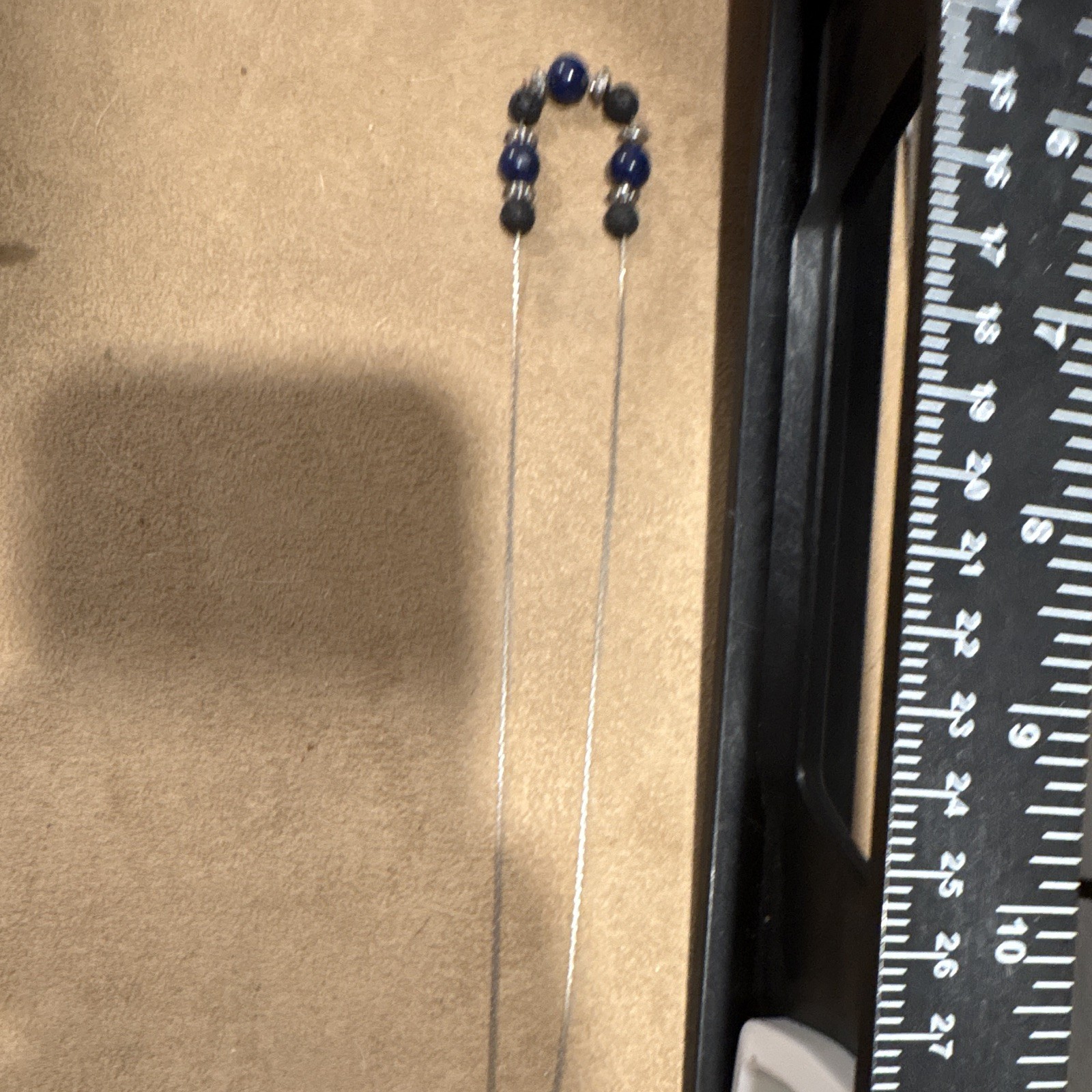 Simply G Lapis Lazuli & Lava Stone Beaded Necklace, Silver Tone Adjustable
