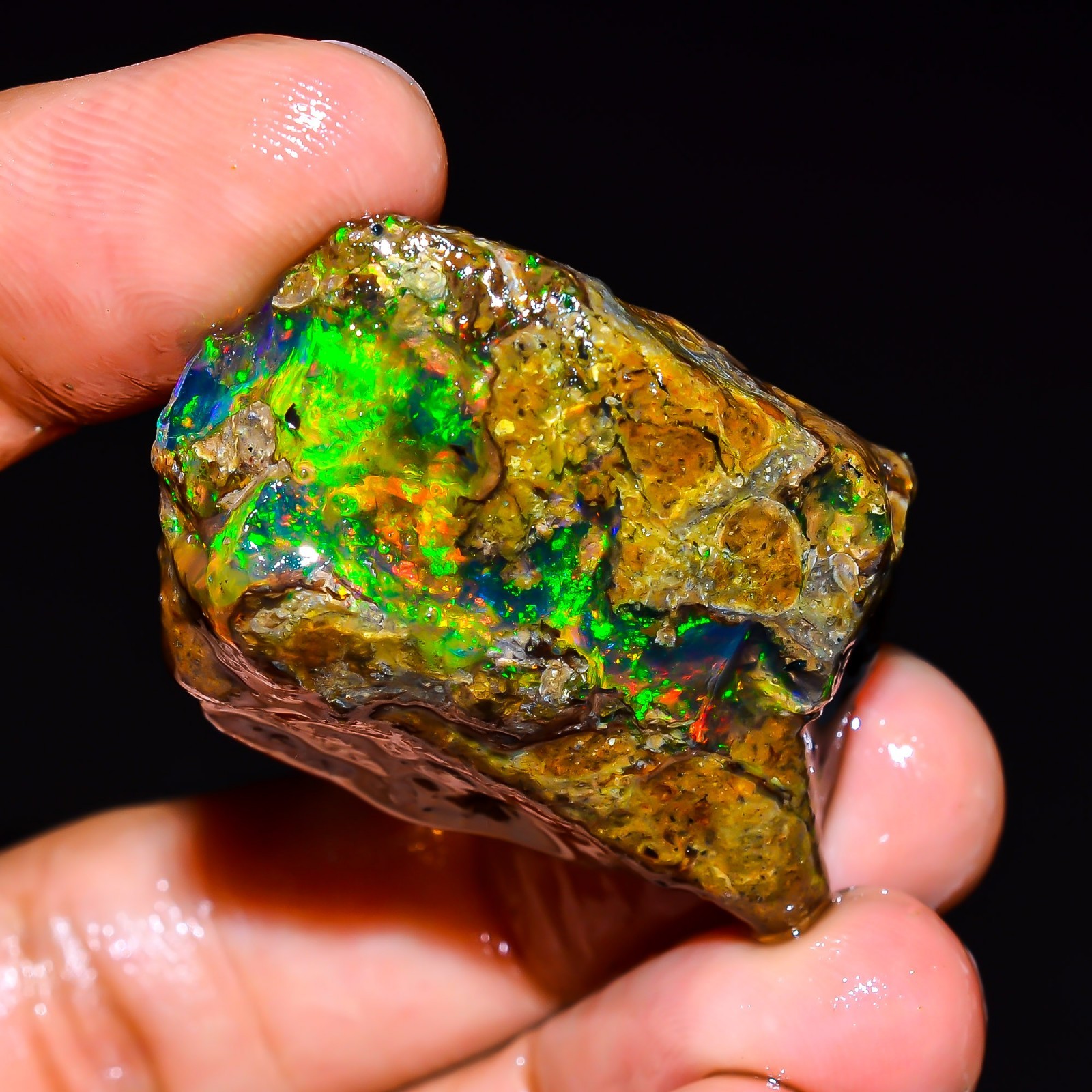 65 Ct Fire Opal Ethiopian Natural Oil Rough Gemstone For Jewelry 36x27x15 mm